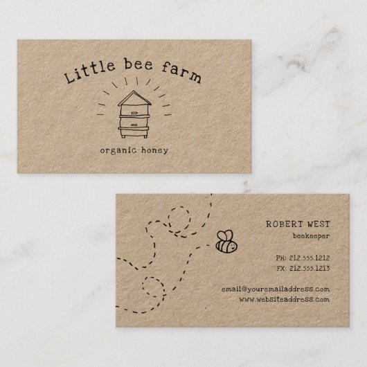 さび色の蜂の巣箱クラフトの名刺 名刺 (正面/裏面)