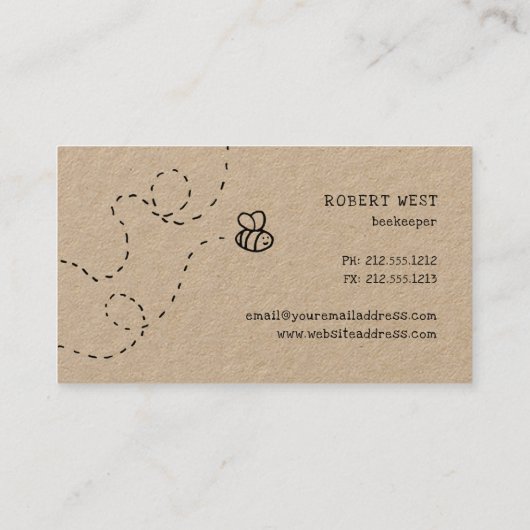 さび色の蜂の巣箱クラフトの名刺 名刺 (裏面)