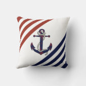さび色航海のの青いいかり/ロープ/赤/白ストライプ クッション (裏面)