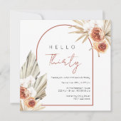 さび赤フラワーズ誕生日招待状 招待状 (正面)