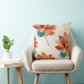 さび、ターコイズ、ベージュの花 クッション (椅子)