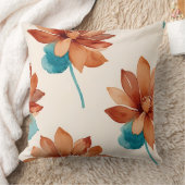 さび、ターコイズ、ベージュの花 クッション (ブランケット)