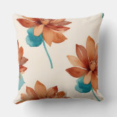 さび、ターコイズ、ベージュの花 クッション (裏面)