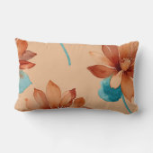 さび、ターコイズ、ベージュの花 ランバークッション (裏面)