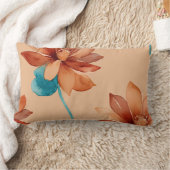 さび、ターコイズ、ベージュの花 ランバークッション (ブランケット)