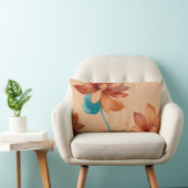 さび、ターコイズ、ベージュの花 ランバークッション (椅子)