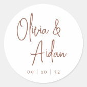 さび |手書モダンきスクリプ結婚ト ラウンドシール (正面)