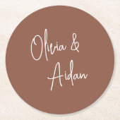 さび |手書モダンきスクリプ結婚ト ラウンドペーパーコースター (正面)