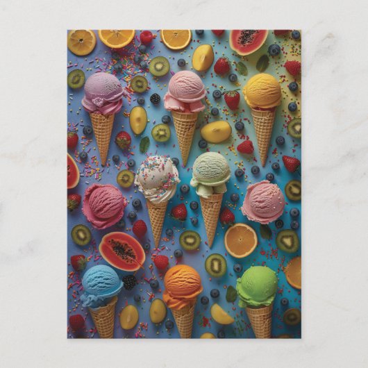 さまざまなアイスクリームの味 ポストカード (正面)