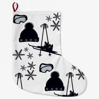 さまざまなアイテムの雪のデザイン ラージクリスマスストッキング