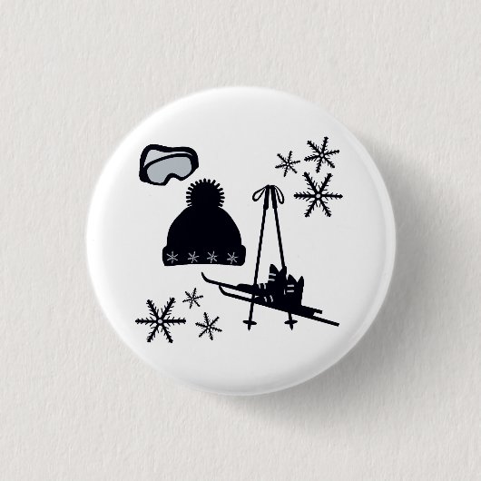 さまざまなアイテムの雪のデザイン 缶バッジ (正面)