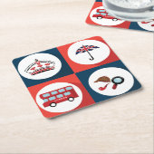 さまざまなイングランドのシンボル スクエアペーパーコースター (アングル)