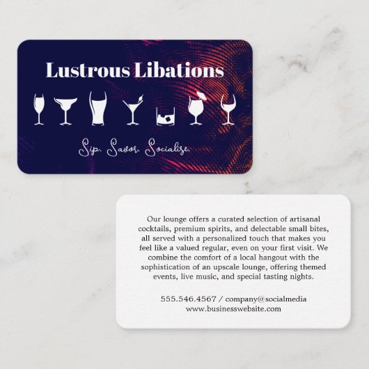 さまざまなカクテルグラス | バー室 名刺 (正面/裏面)