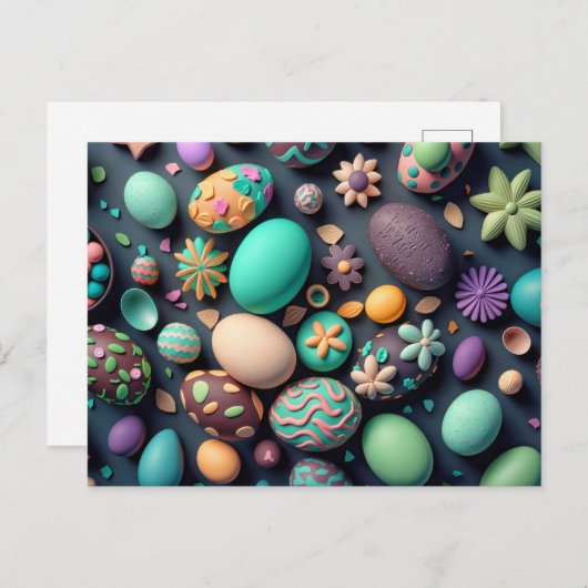 さまざまなカラフルおいしいイースターエッグ ポストカード (正面/裏面)