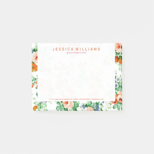 さまざまなカラフル花とバラのパターン ポストイット (正面)