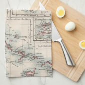 さまざまなカリブ島(1906年)のヴィンテージの地図 キッチンタオル (四つ折り)