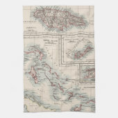 さまざまなカリブ島(1906年)のヴィンテージの地図 キッチンタオル (縦)