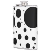 さまざまなサイズの白の黒い点そして円 フラスク (左)