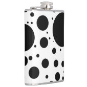 さまざまなサイズの白の黒い点そして円 フラスク (右)