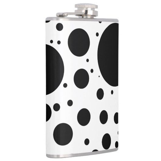さまざまなサイズの白の黒い点そして円 フラスク (右)
