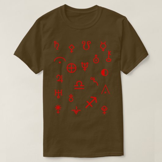 さまざまなシンボル錬金術天文学 Tシャツ (デザイン正面)