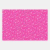 さまざまなスノーフレークの形が青いピンクの緑エレガント ラッピングペーパーシート (正面3)