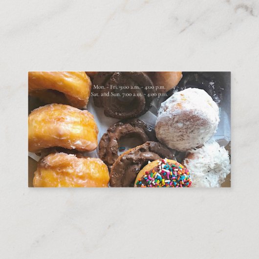 さまざまなドーナツを箱に入れる 名刺 (裏面)