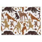 さまざまなポーズのボクサー犬の漫画 ラージペーパーバッグ (正面)