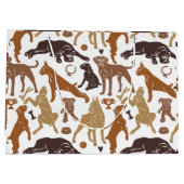 さまざまなポーズのボクサー犬の漫画 ラージペーパーバッグ (裏面)