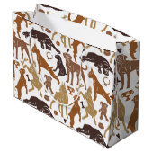 さまざまなポーズのボクサー犬の漫画 ラージペーパーバッグ (裏面アングル)