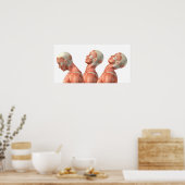 さまざまなポーズの男性の頭筋の解剖学 ポスター (キッチン)