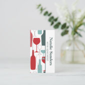 さまざまなワインボトルとガラス製品パターン 名刺 (スタンド正面)