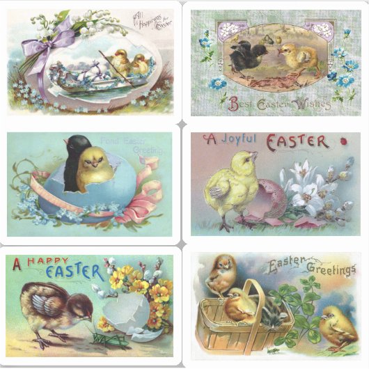 さまざまなヴィンテージイースターチックスと卵 シール (正面)