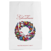 さまざまな動機メリークリスマス名前をカスタムする ミディアムペーパーバッグ (裏面)