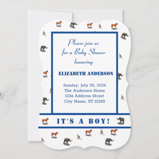 さまざまな動物をテーマにした招待状 招待状 (正面)