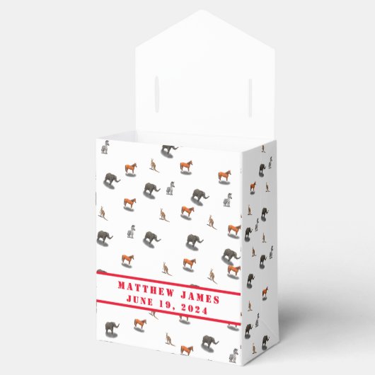 さまざまな動物をテーマにした赤ちゃんシャワー フェイバーボックス (オープン)