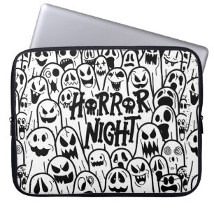 さまざまな幽霊のハロウィーンかわいいスタイルのアイコン ラップトップスリーブ