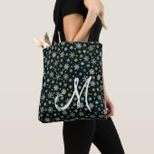 さまざまな形状の黒い雪モダン片 トートバッグ (クローズアップ)