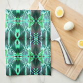 さまざまな形状を生成する緑のスケッチ反復 キッチンタオル (四つ折り)