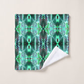 さまざまな形状を生成する緑のスケッチ反復 バスタオルセット (ウォッシュタオル)