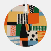 さまざまな形状：抽象芸術シームレスなデザイン ガラスオーナメント (裏面)