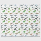 さまざまな恐竜のパターン ラッピングペーパー (フラット)