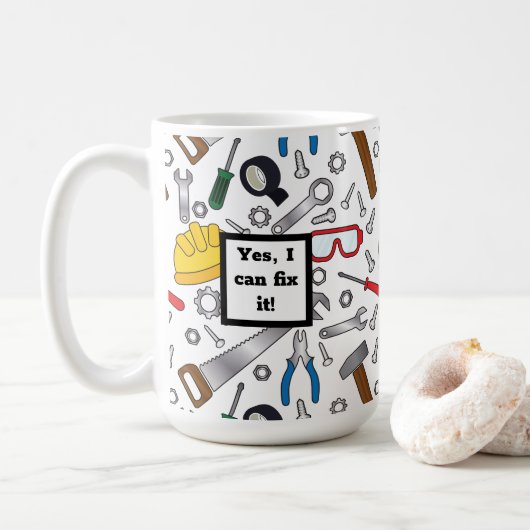 さまざまな手のツールとギア コーヒーマグカップ (ドーナツ)