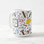 さまざまな手のツールとギア コーヒーマグカップ (正面左)