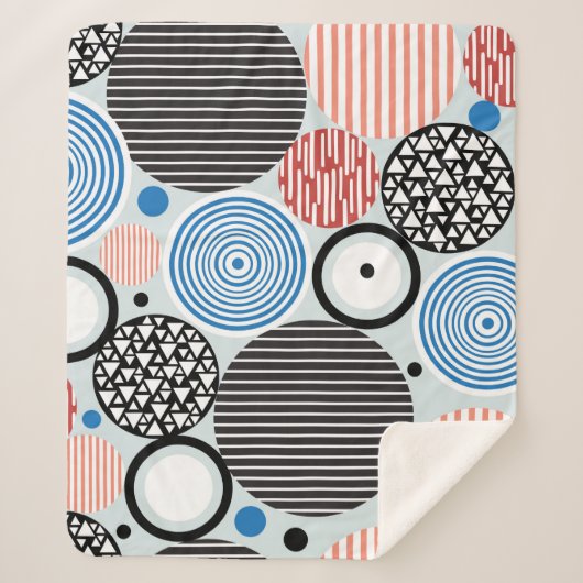 さまざまな数々の色の円の図形 シェルパブランケット (正面)