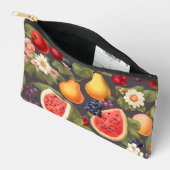 さまざまな果物、たっぷり離れの花、素晴らしい花 アクセサリーポーチ (見開き)