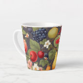 さまざまな果物、たっぷり離れの花、素晴らしい花 カフェラテマグ (左アングル)