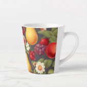 さまざまな果物、たっぷり離れの花、素晴らしい花 カフェラテマグ (右)
