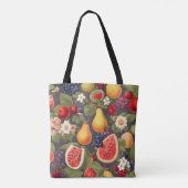 さまざまな果物、たっぷり離れの花、素晴らしい花 トートバッグ (裏面)