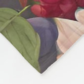 さまざまな果物、たっぷり離れの花、素晴らしい花 フリースブランケット (角)